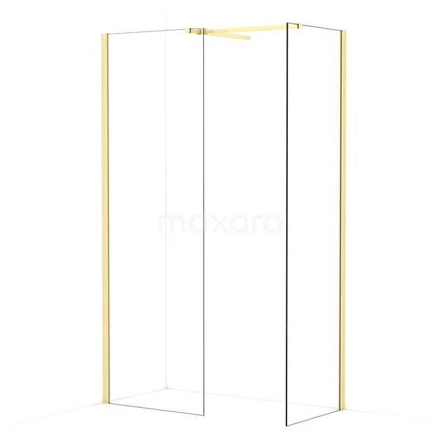 Diamond Walk-in shower | 70x60 cm Light gold Clear glass 2 fixed walls IDB0706510LG