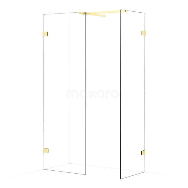 Diamond Walk-in shower | 70x60 cm Light gold Clear glass 2 fixed walls IDB0706520LG