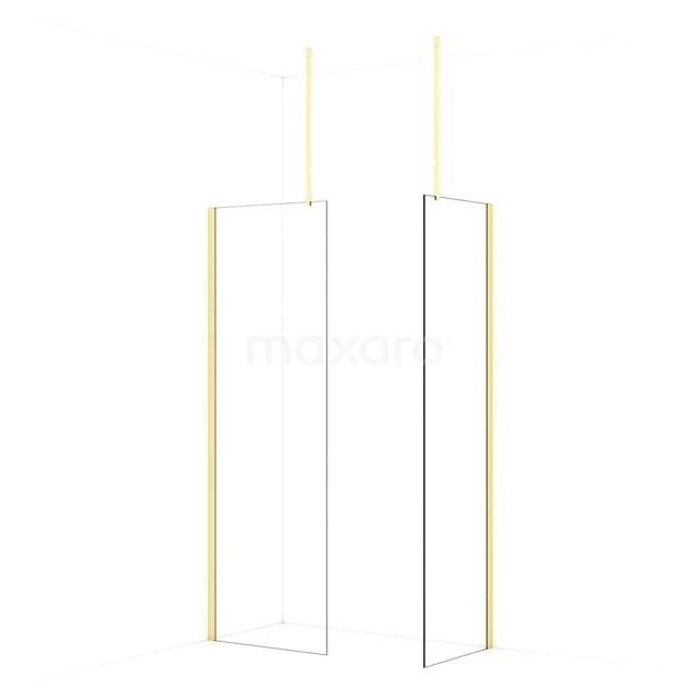 Diamond Walk-in shower | 70x60 cm Light gold Clear glass 2 fixed walls IDB0706910LG