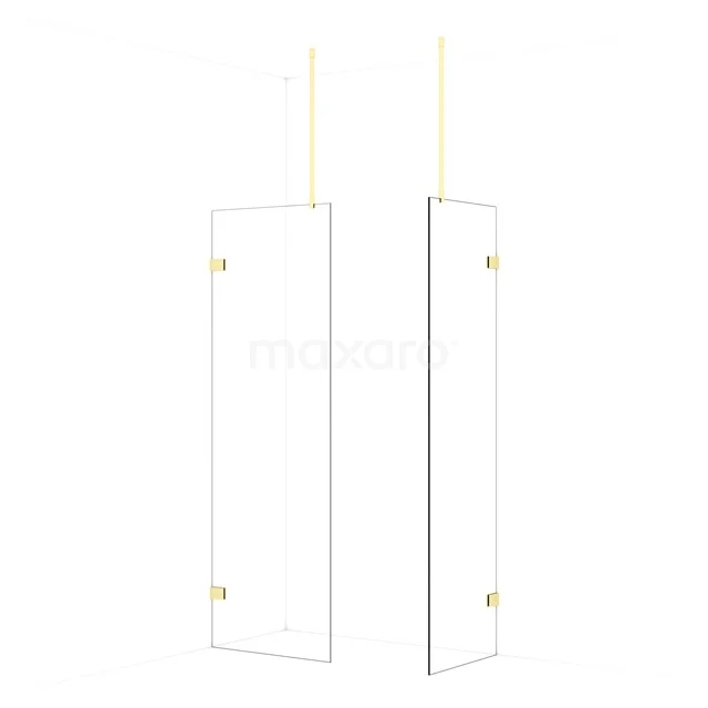 Diamond Walk-in shower | 70x60 cm Light gold Clear glass 2 fixed walls IDB0706920LG