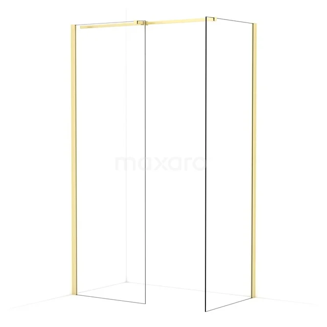 Diamond Walk-in shower | 70x70 cm Light gold Clear glass 2 fixed walls IDB0707310LG