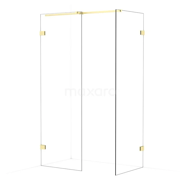 Diamond Walk-in shower | 70x70 cm Light gold Clear glass 2 fixed walls IDB0707320LG