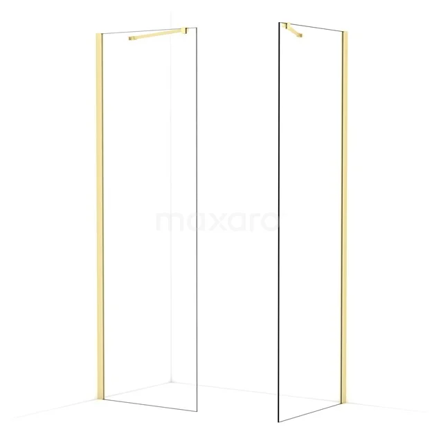 Diamond Walk-in shower | 70x70 cm Light gold Clear glass 2 fixed walls IDB0707410LG