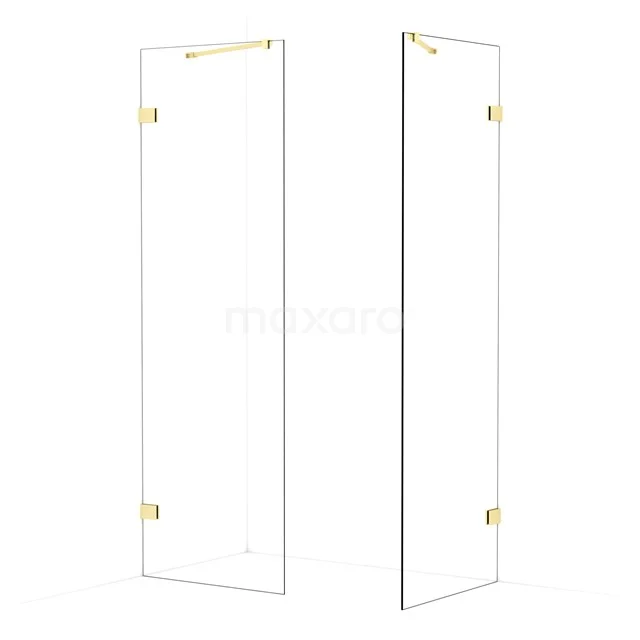 Diamond Walk-in shower | 70x70 cm Light gold Clear glass 2 fixed walls IDB0707420LG