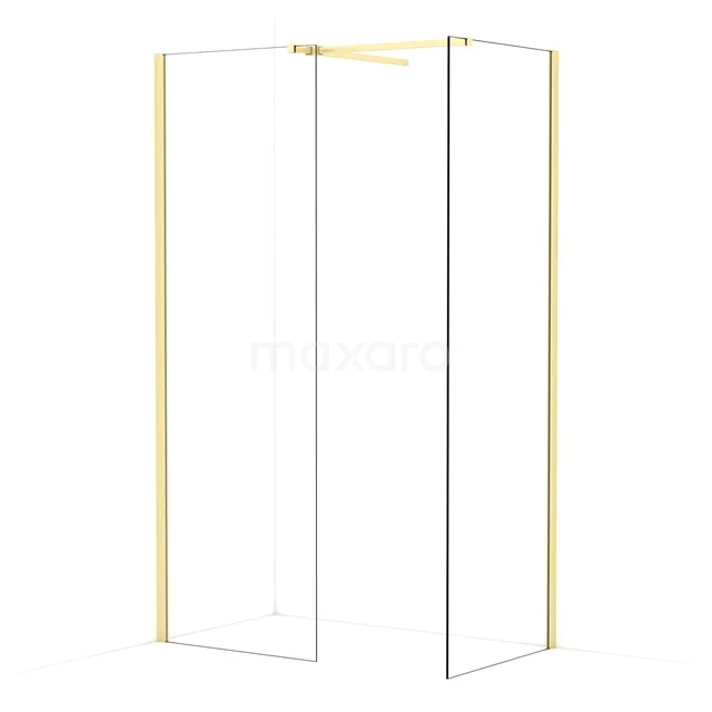 Diamond Walk-in shower | 70x70 cm Light gold Clear glass 2 fixed walls IDB0707510LG
