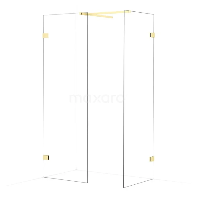 Diamond Walk-in shower | 70x70 cm Light gold Clear glass 2 fixed walls IDB0707520LG