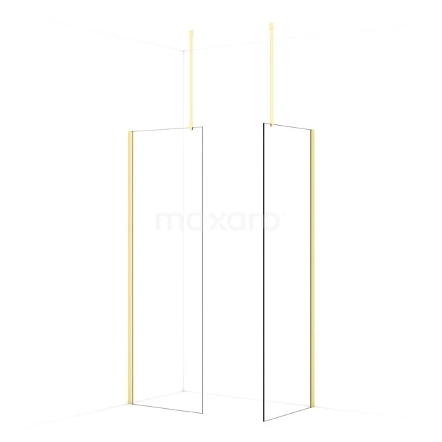 Diamond Walk-in shower | 70x70 cm Light gold Clear glass 2 fixed walls IDB0707910LG