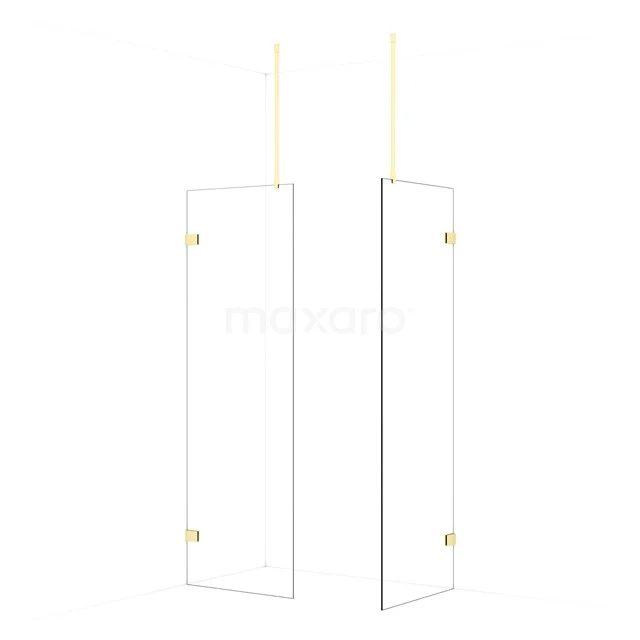 Diamond Walk-in shower | 70x70 cm Light gold Clear glass 2 fixed walls IDB0707920LG