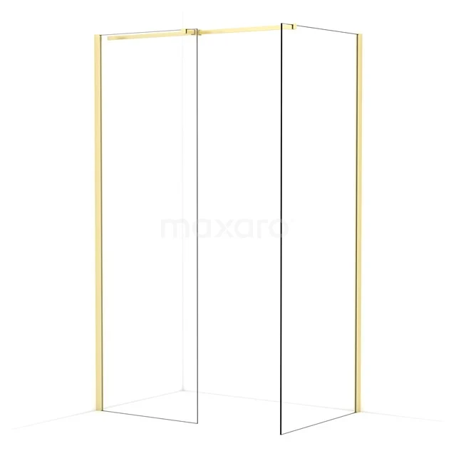 Diamond Walk-in shower | 80x70 cm Light gold Clear glass 2 fixed walls IDB0708310LG