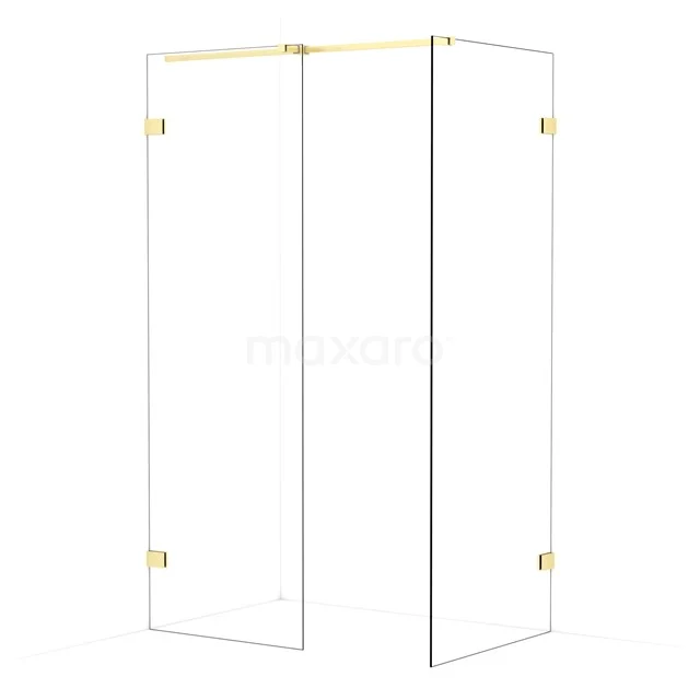 Diamond Walk-in shower | 80x70 cm Light gold Clear glass 2 fixed walls IDB0708320LG