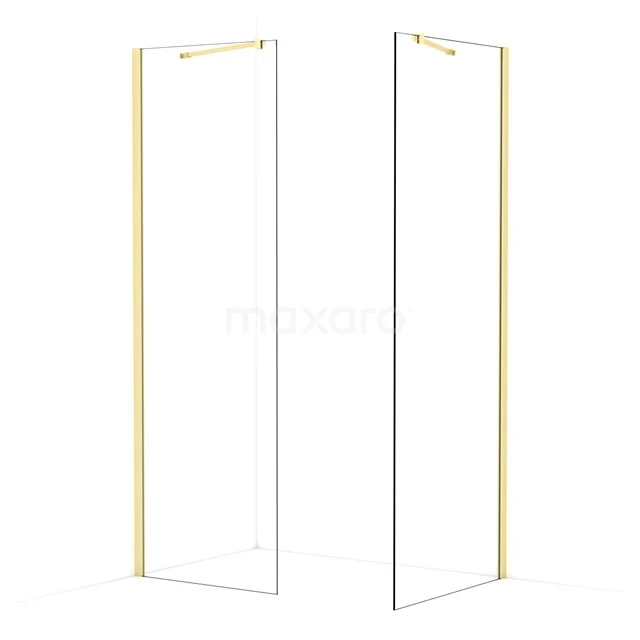 Diamond Walk-in shower | 80x70 cm Light gold Clear glass 2 fixed walls IDB0708410LG