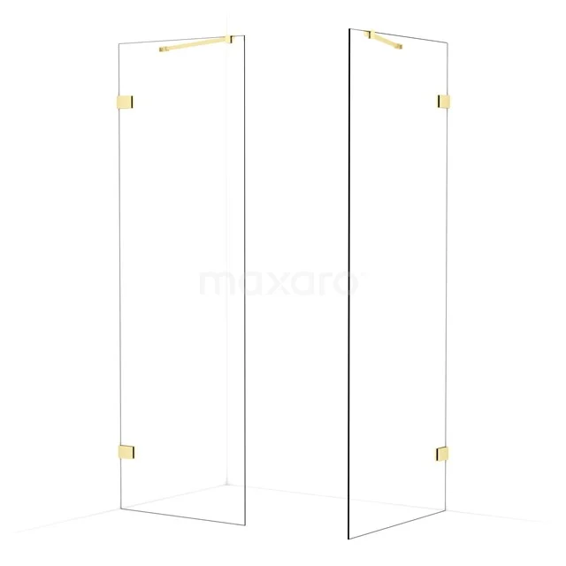 Diamond Walk-in shower | 80x70 cm Light gold Clear glass 2 fixed walls IDB0708420LG