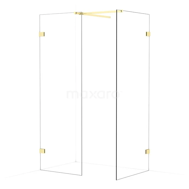 Diamond Walk-in shower | 80x70 cm Light gold Clear glass 2 fixed walls IDB0708520LG