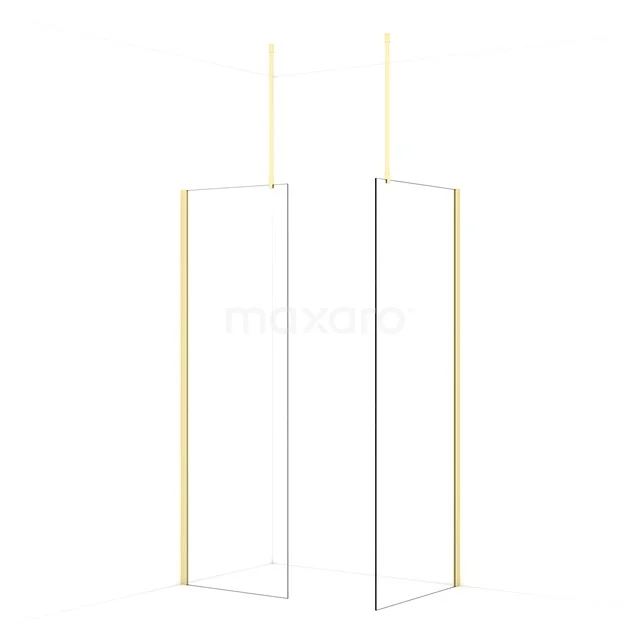 Diamond Walk-in shower | 80x70 cm Light gold Clear glass 2 fixed walls IDB0708910LG