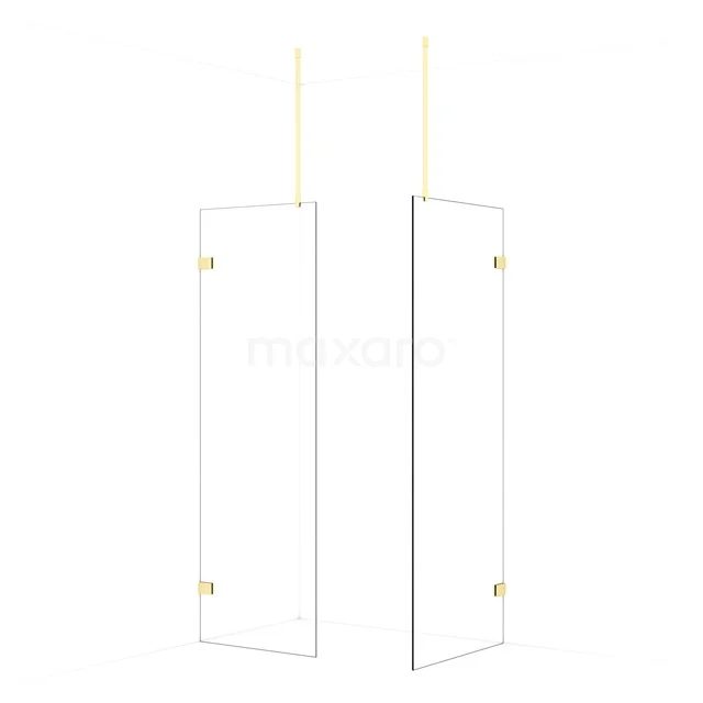 Diamond Walk-in shower | 80x70 cm Light gold Clear glass 2 fixed walls IDB0708920LG