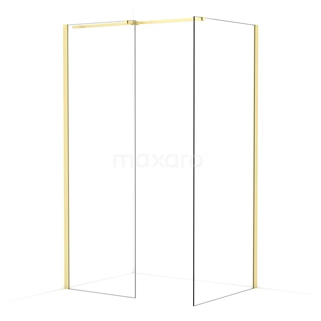 Diamond Walk-in shower | 90x70 cm Light gold Clear glass 2 fixed walls IDB0709310LG