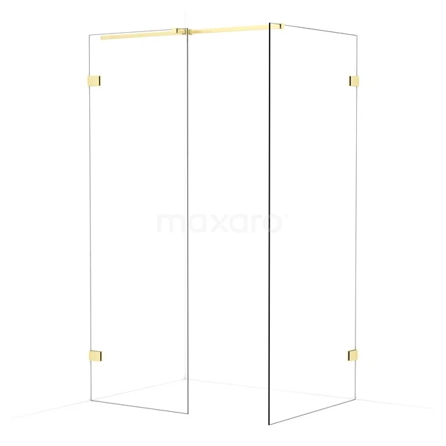 Diamond Walk-in shower | 90x70 cm Light gold Clear glass 2 fixed walls IDB0709320LG
