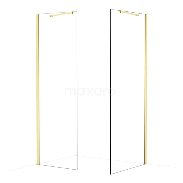 Diamond Walk-in shower | 90x70 cm Light gold Clear glass 2 fixed walls IDB0709410LG
