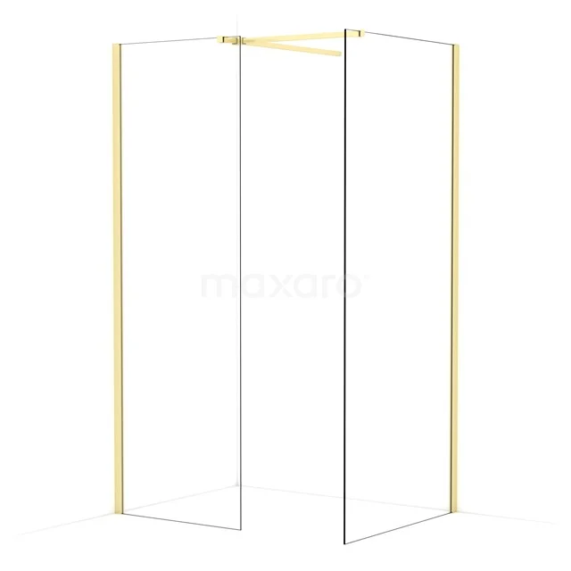 Diamond begehbare Dusche | 90x70 cm Helles Gold  2 feste Wände IDB0709510LG