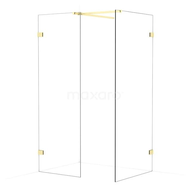 Diamond Walk-in shower | 90x70 cm Light gold Clear glass 2 fixed walls IDB0709520LG