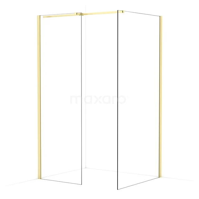 Diamond Walk-in shower | 100x70 cm Light gold Clear glass 2 fixed walls IDB0710310LG