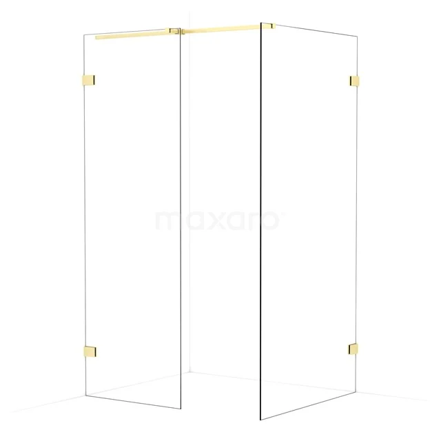 Diamond Walk-in shower | 100x70 cm Light gold Clear glass 2 fixed walls IDB0710320LG
