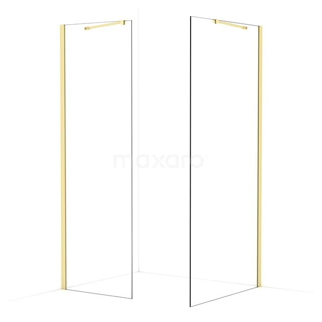 Diamond Walk-in shower | 100x70 cm Light gold Clear glass 2 fixed walls IDB0710410LG
