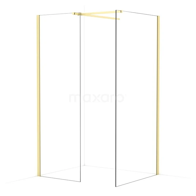 Diamond Walk-in shower | 100x70 cm Light gold Clear glass 2 fixed walls IDB0710510LG