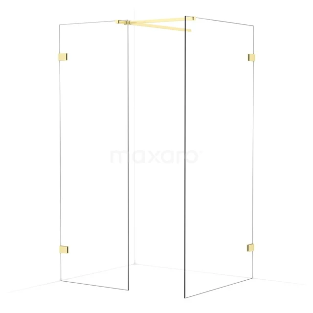 Diamond Walk-in shower | 100x70 cm Light gold Clear glass 2 fixed walls IDB0710520LG