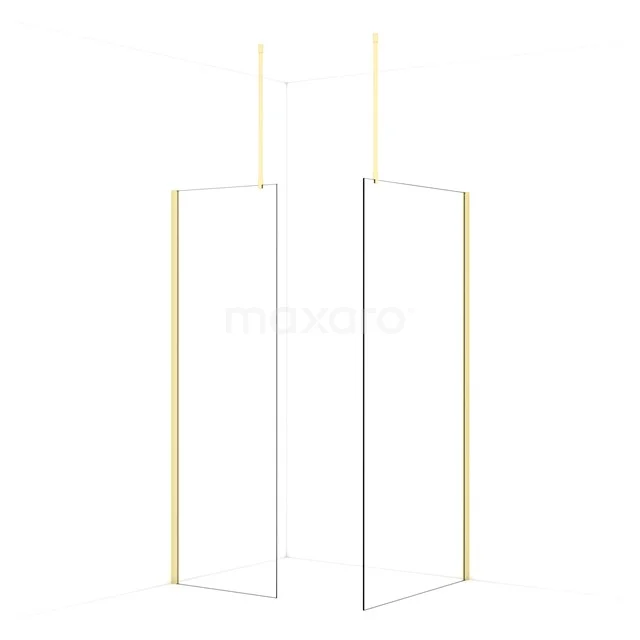 Diamond Walk-in shower | 100x70 cm Light gold Clear glass 2 fixed walls IDB0710910LG