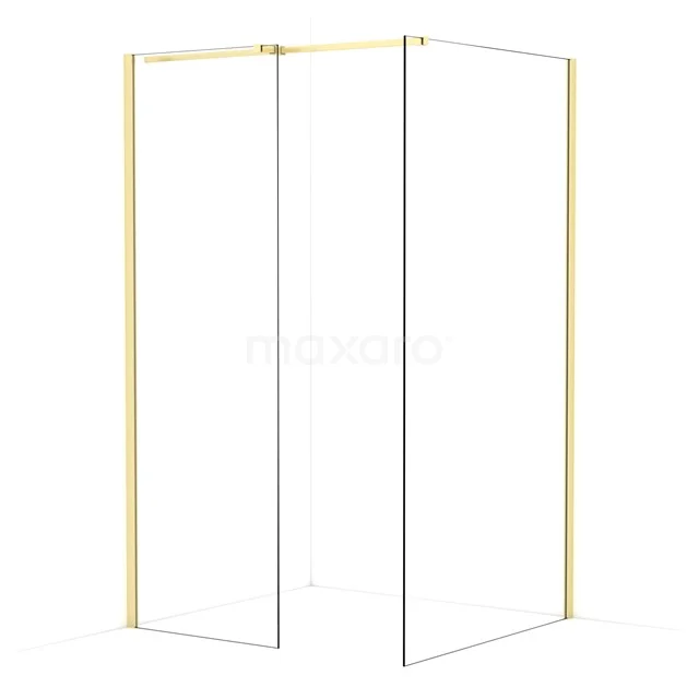 Diamond Walk-in shower | 110x70 cm Light gold Clear glass 2 fixed walls IDB0711310LG
