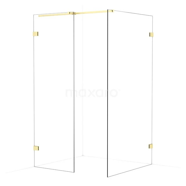 Diamond Walk-in shower | 110x70 cm Light gold Clear glass 2 fixed walls IDB0711320LG
