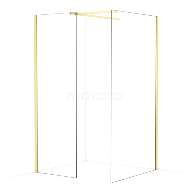 Diamond Walk-in shower | 110x70 cm Light gold Clear glass 2 fixed walls IDB0711510LG