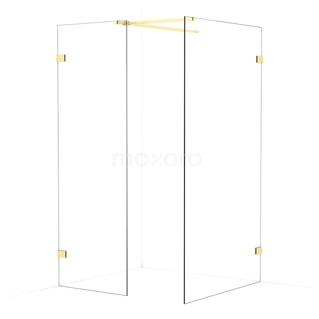 Diamond Walk-in shower | 110x70 cm Light gold Clear glass 2 fixed walls IDB0711520LG