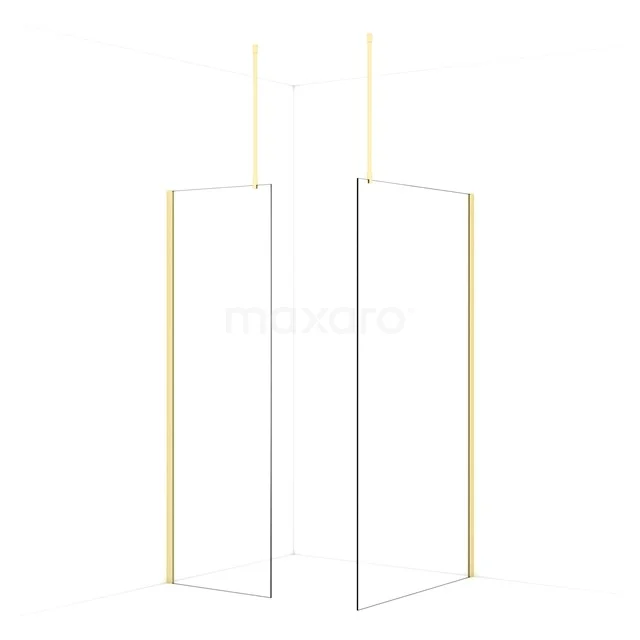 Diamond Walk-in shower | 110x70 cm Light gold Clear glass 2 fixed walls IDB0711910LG