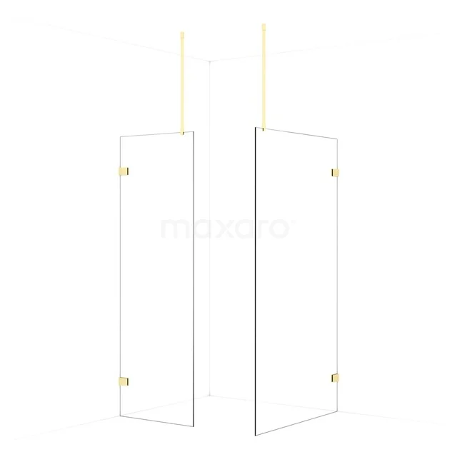 Diamond Walk-in shower | 110x70 cm Light gold Clear glass 2 fixed walls IDB0711920LG