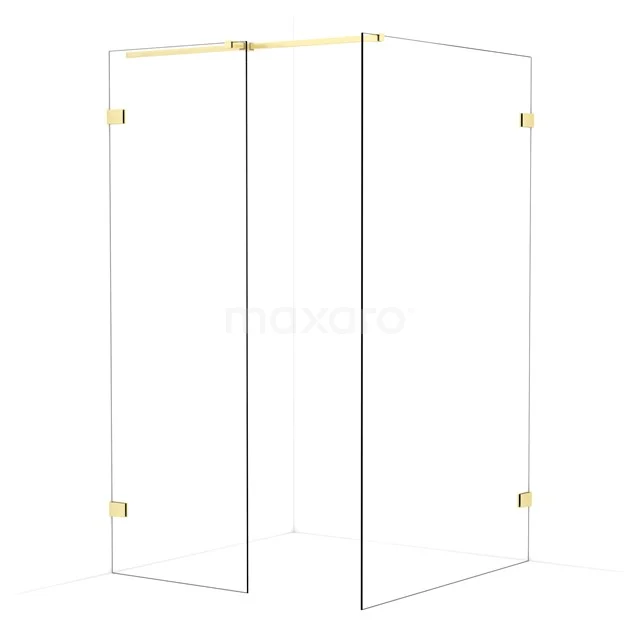 Diamond Walk-in shower | 120x70 cm Light gold Clear glass 2 fixed walls IDB0712320LG