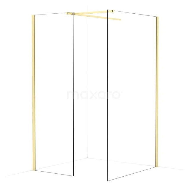 Diamond Walk-in shower | 120x70 cm Light gold Clear glass 2 fixed walls IDB0712510LG
