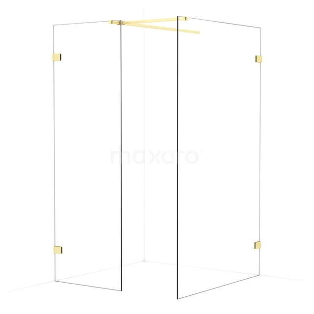 Diamond Walk-in shower | 120x70 cm Light gold Clear glass 2 fixed walls IDB0712520LG