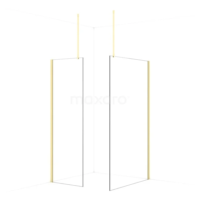 Diamond Walk-in shower | 120x70 cm Light gold Clear glass 2 fixed walls IDB0712910LG