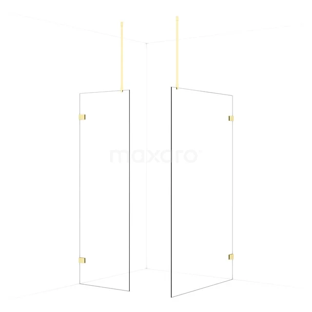 Diamond Walk-in shower | 120x70 cm Light gold Clear glass 2 fixed walls IDB0712920LG