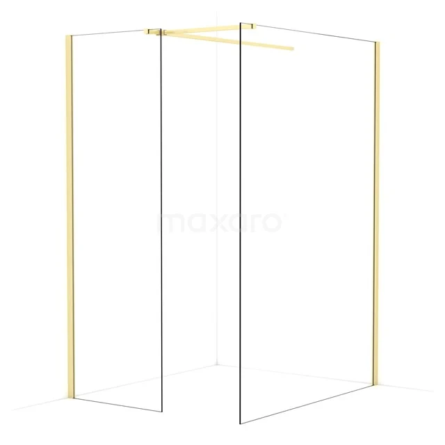 Diamond Walk-in shower | 140x70 cm Light gold Clear glass 2 fixed walls IDB0714510LG