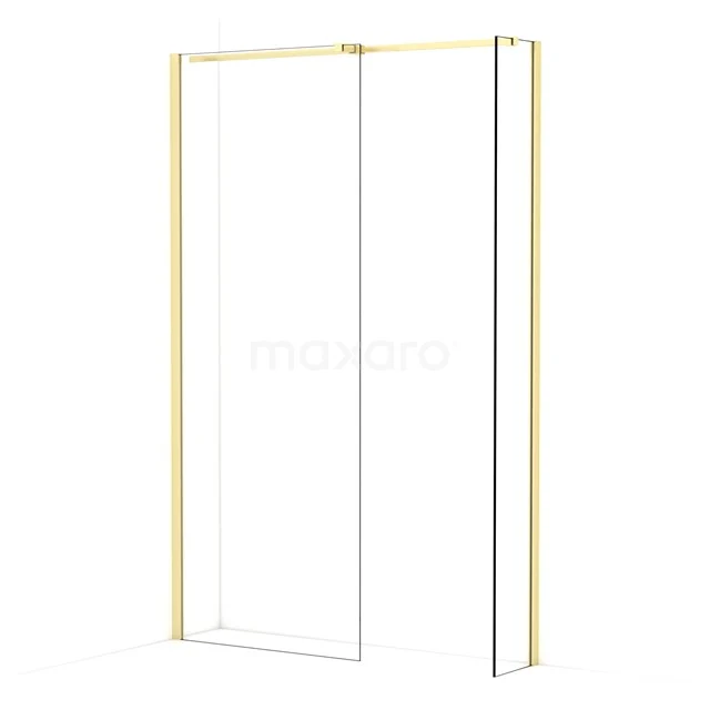 Diamond Walk-in shower | 80x30 cm Light gold Clear glass 2 fixed walls IDB0803310LG