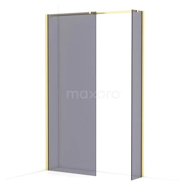 Diamond Walk-in shower | 80x30 cm Light gold Smoke glass 2 fixed walls IDB0803311LG