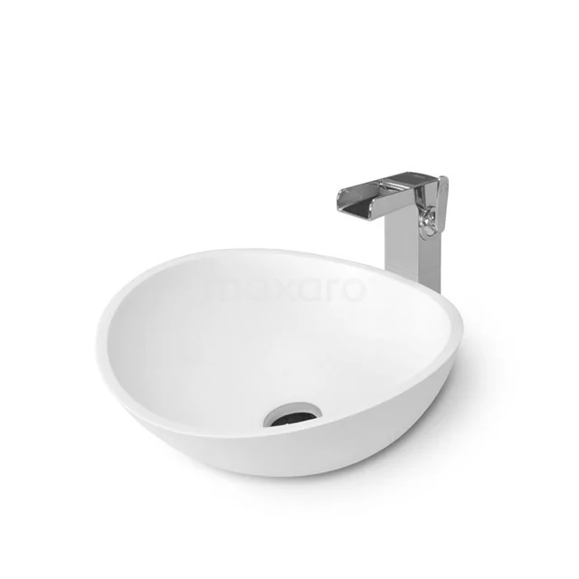 Aufsatzwaschbecken Mintra Solid Surface Matt Weiß 42,5x34,4cm Oval M120-0021 Weißes keramisches Aufsatzwaschbecken mit runder Form und klarem Design, ideal als stilvolles Waschbecken für moderne Badezimmeranwendungen.