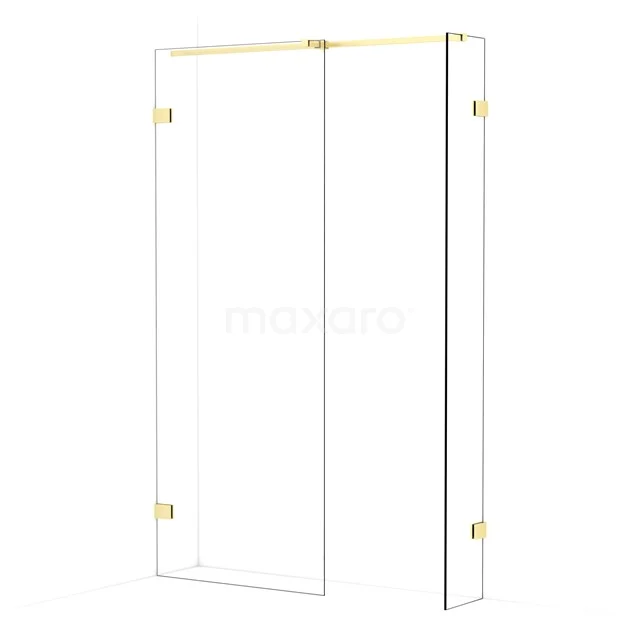 Diamond Walk-in shower | 80x30 cm Light gold Clear glass 2 fixed walls IDB0803320LG