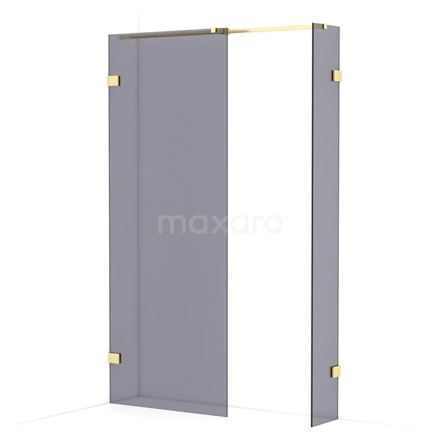 Diamond Walk-in shower | 80x30 cm Light gold Smoke glass 2 fixed walls IDB0803321LG