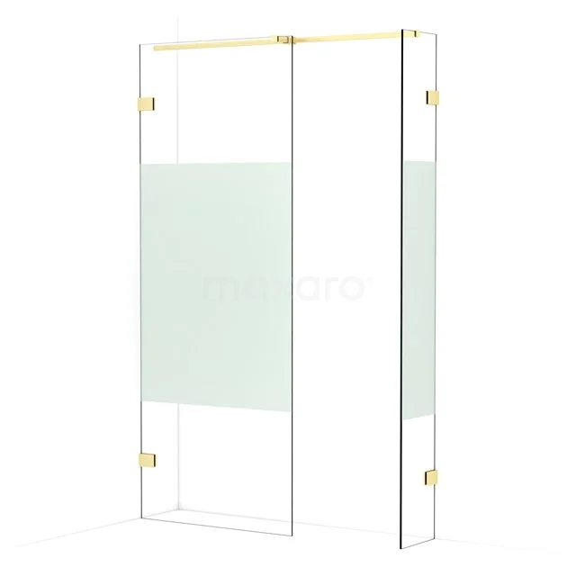 Diamond Walk-in shower | 80x30 cm Light gold Clear with matt strip 2 fixed walls IDB0803323LG