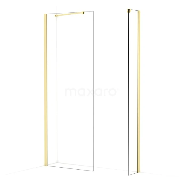 Diamond Walk-in shower | 80x30 cm Light gold Clear glass 2 fixed walls IDB0803410LG