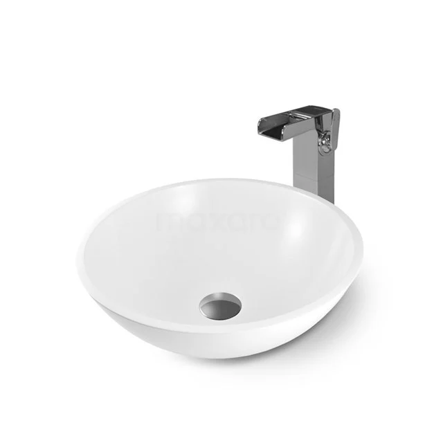 Countertop wash basin Mintra Mineral marble Gloss White 40x14cm Round M120-0030